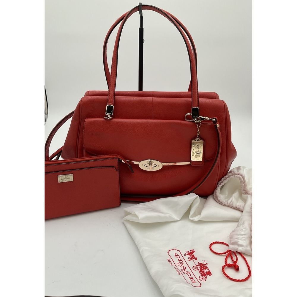 Rare Madison Madeline East Coach Purse With Matching Wallet And Bag Burnt Orange